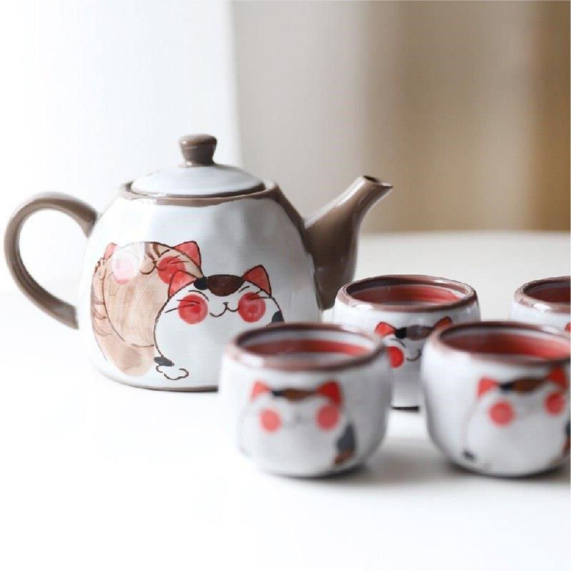 Tutor Bloody Inspect Set de ceai Eramic, din porțelan, pentru băuturi pentru pisici, ceainic cu  filtru (4 căni + 1 ceainic) Ambalaj cutie cadou / Seturi de ceaiuri / Seara  Calduroasa